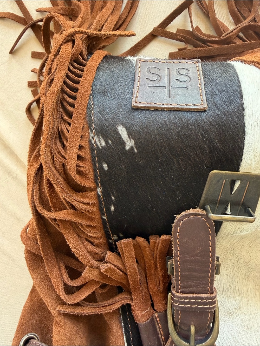 STS Fringed Suede Backpack with Cowhide Panel - Picture 4 of 4